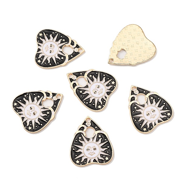 PandaHall Alloy Pendants, with Enamel, Heart Planchette Charms, Sun, 26x22x1.2mm, Hole: 2mm Alloy+Enamel Sun Black
PandaHall Alloy Pendants, with Enamel, Heart Planchette Charms, Sun, 26x22x1.2mm, Hole: 2mm Alloy+Enamel Sun Black