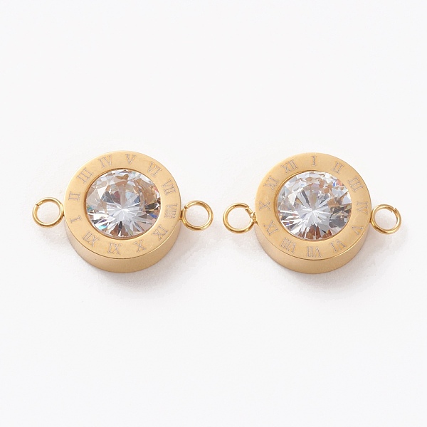 PandaHall 304 Stainless Steel Micro Pave Clear Cubic Zirconia Links Connectors, Flat Round with Roman Numerals, Golden, 17x11x4.5mm, Hole...
PandaHall 304 Stainless Steel Micro Pave Clear Cubic Zirconia Links Connectors, Flat Round with Roman Numerals, Golden, 17x11x4.5mm, Hole...