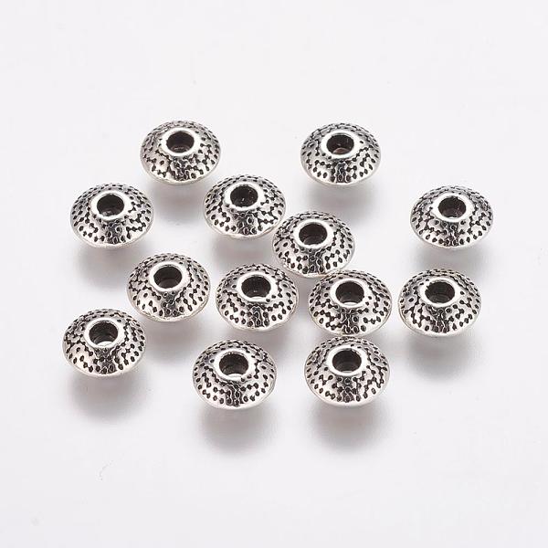 PandaHall Tibetan Style Alloy Beads, Cadmium Free & Nickel Free & Lead Free, Rondelle, Antique Silver, 8x8x3.5mm, Hole: 2mm. Alloy Rondelle
PandaHall Tibetan Style Alloy Beads, Cadmium Free & Nickel Free & Lead Free, Rondelle, Antique Silver, 8x8x3.5mm, Hole: 2mm. Alloy Rondelle
