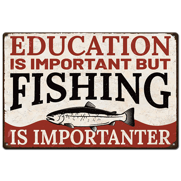 PandaHall SUPERDANT Funny Fishing Metal Tin Sign Retro Metal Poster Vintage Fishing Sign Lake House Decor Retro Country Decor Education is...
PandaHall SUPERDANT Funny Fishing Metal Tin Sign Retro Metal Poster Vintage Fishing Sign Lake House Decor Retro Country Decor Education is...