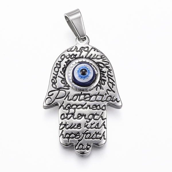 PandaHall 304 Stainless Steel Pendants, with Enamel and Resin, Hamsa Hand/Hand of Fatima/Hand of Mirian with Eye, Stainless Steel Color...
PandaHall 304 Stainless Steel Pendants, with Enamel and Resin, Hamsa Hand/Hand of Fatima/Hand of Mirian with Eye, Stainless Steel Color...