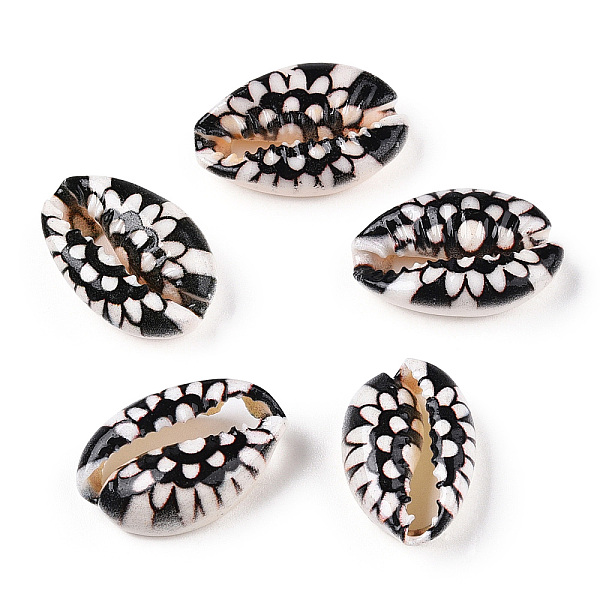 PandaHall Flower Printed Cowrie Shell Beads, No Hole/Undrilled, Black, 18.5~22x13~14.5x6~7.5mm Cowrie Shell Shell Shape Black
PandaHall Flower Printed Cowrie Shell Beads, No Hole/Undrilled, Black, 18.5~22x13~14.5x6~7.5mm Cowrie Shell Shell Shape Black