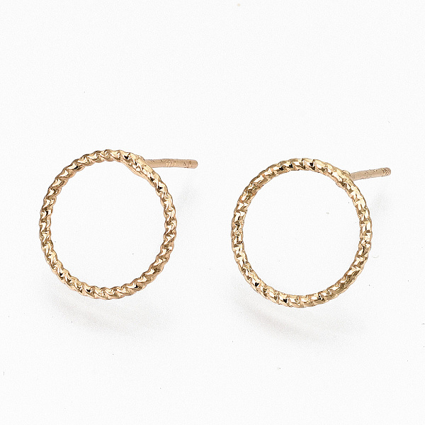 PandaHall Brass Stud Earrings, Nickel Free, Textured Ring, Real 18K Gold Plated, 12mm, Pin: 0.7mm Brass Ring
PandaHall Brass Stud Earrings, Nickel Free, Textured Ring, Real 18K Gold Plated, 12mm, Pin: 0.7mm Brass Ring