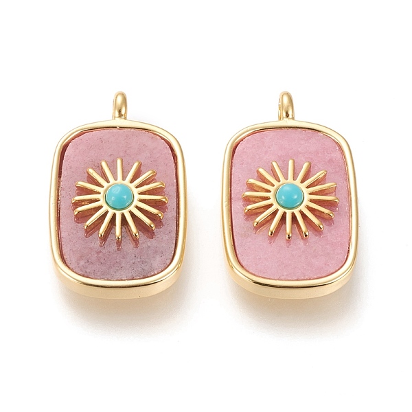 PandaHall Natural Rhodochrosite & Synthetic Turquoise Pendants, with Real 18K Gold Plated Brass Findings, Long-lasting Plated, Rectangle...
PandaHall Natural Rhodochrosite & Synthetic Turquoise Pendants, with Real 18K Gold Plated Brass Findings, Long-lasting Plated, Rectangle...