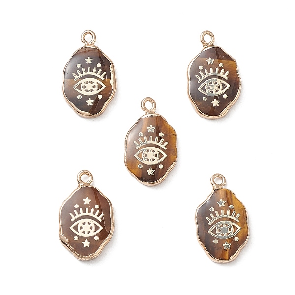 PandaHall Natural Tiger Eye Pendants, Oval Charms with Golden Brass Edge, 22x13x3~5.5mm, Hole: 1.8mm Tiger Eye Oval Brown
PandaHall Natural Tiger Eye Pendants, Oval Charms with Golden Brass Edge, 22x13x3~5.5mm, Hole: 1.8mm Tiger Eye Oval Brown