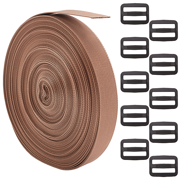 PandaHall WADORN 25 Yards Flat Nylon Ribbons, with 12Pcs Plastic Buckle Clasps, for Bag Strap Making, Camel, 1 inch(25mm) Nylon Brown
PandaHall WADORN 25 Yards Flat Nylon Ribbons, with 12Pcs Plastic Buckle Clasps, for Bag Strap Making, Camel, 1 inch(25mm) Nylon Brown
