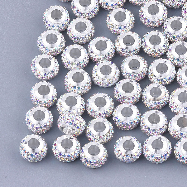 PandaHall Polymer Clay Rhinestones European Beads, Large Hole Beads, with Platinum Tone Brass Single Cores, Rondelle, Crystal AB, 11x8mm..., Clear
PandaHall Polymer Clay Rhinestones European Beads, Large Hole Beads, with Platinum Tone Brass Single Cores, Rondelle, Crystal AB, 11x8mm..., Clear