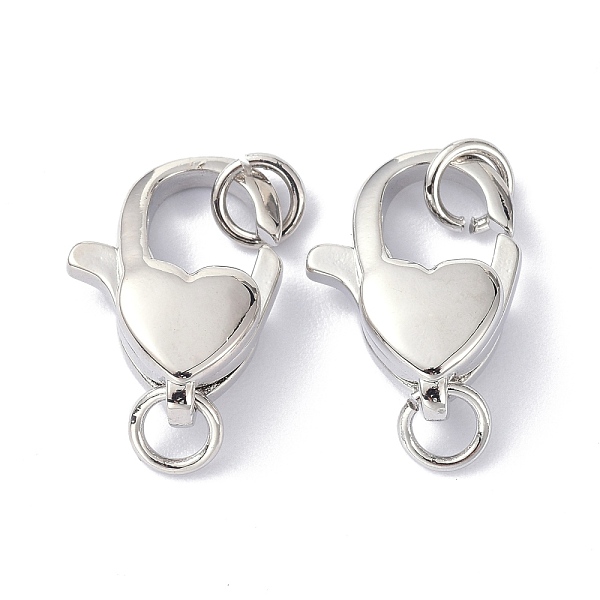 PandaHall Eco-Friendly Brass Lobster Claw Clasps, with Jump Ring, Heart, Platinum, 16x11.5x5.4mm Brass Heart
PandaHall Eco-Friendly Brass Lobster Claw Clasps, with Jump Ring, Heart, Platinum, 16x11.5x5.4mm Brass Heart