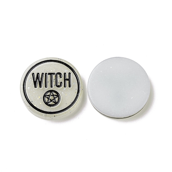 PandaHall Halloween Resin Cabochons, with Glitter Powder, Flat Round with Word Witch, White, 29.5x5mm Resin Word White
PandaHall Halloween Resin Cabochons, with Glitter Powder, Flat Round with Word Witch, White, 29.5x5mm Resin Word White