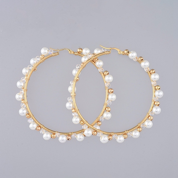 PandaHall Beaded Hoop Earrings, with White Glass Pearl Beads and 304 Stainless Steel Hoop Earrings Findings, Clear Glass Beads and Brass...
PandaHall Beaded Hoop Earrings, with White Glass Pearl Beads and 304 Stainless Steel Hoop Earrings Findings, Clear Glass Beads and Brass...