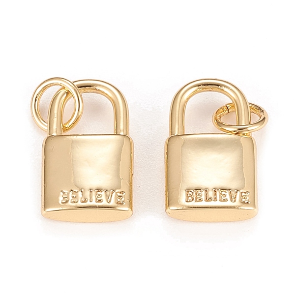 PandaHall Brass Charms, Inspirational Message Charms, with Jump Rings, Long-Lasting Plated, Lock with Word Believe, Real 18K Gold Plated...
PandaHall Brass Charms, Inspirational Message Charms, with Jump Rings, Long-Lasting Plated, Lock with Word Believe, Real 18K Gold Plated...