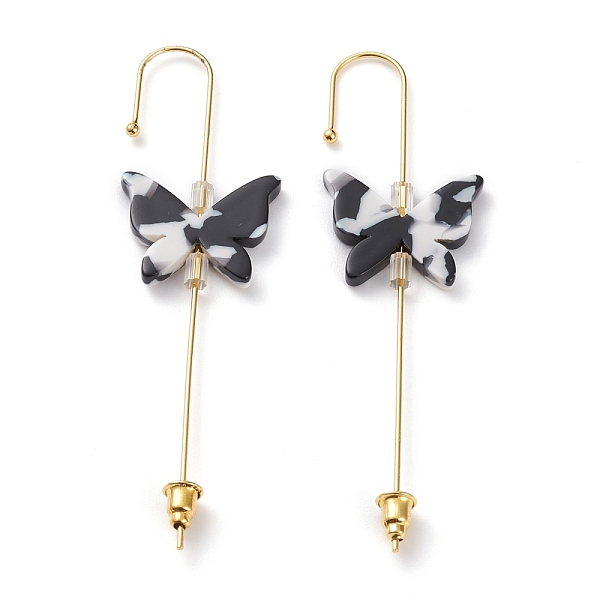 PandaHall Brass Ear Wrap Crawler Hook Earrings, with Cellulose Acetate(Resin) and Ear Nuts, Butterfly, Golden, Black, 71.5mm, Pin: 0.8mm...
PandaHall Brass Ear Wrap Crawler Hook Earrings, with Cellulose Acetate(Resin) and Ear Nuts, Butterfly, Golden, Black, 71.5mm, Pin: 0.8mm...