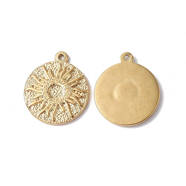 PandaHall Ion Plating(IP) 304 Stainless Steel Pendants, Textured, Flat Round with Sun Charm, Real 18K Gold Plated, 17.5x15x2mm, Hole: 1mm...
PandaHall Ion Plating(IP) 304 Stainless Steel Pendants, Textured, Flat Round with Sun Charm, Real 18K Gold Plated, 17.5x15x2mm, Hole: 1mm...
