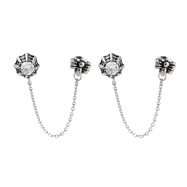 PandaHall Halloween Spider 316 Surgical Stainless Steel Pave Clear Cubic Zirconia Dangle Chains Stud Earrings, Asymmetrical Earrings for...
PandaHall Halloween Spider 316 Surgical Stainless Steel Pave Clear Cubic Zirconia Dangle Chains Stud Earrings, Asymmetrical Earrings for...