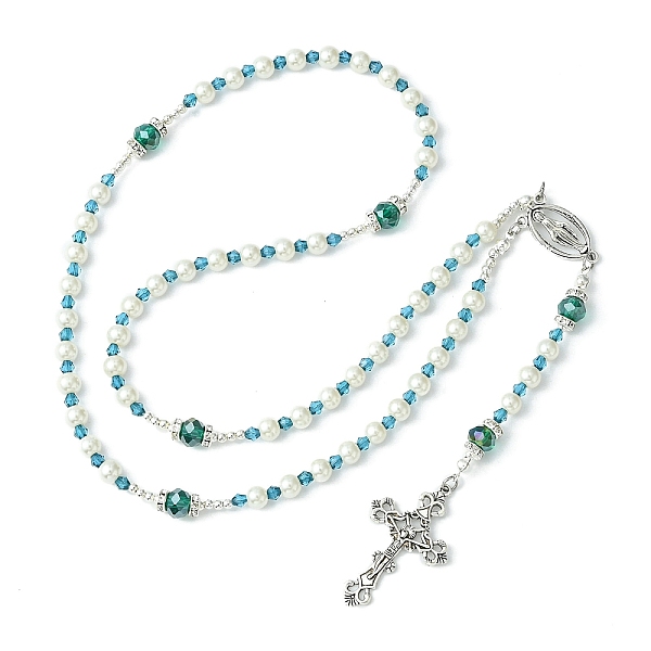 PandaHall Glass Pearl Rosary Bead Necklace, Alloy Cross & Virgin Mary Pendant Necklace, Green, 24.41 inch(62cm) Glass Green
PandaHall Glass Pearl Rosary Bead Necklace, Alloy Cross & Virgin Mary Pendant Necklace, Green, 24.41 inch(62cm) Glass Green