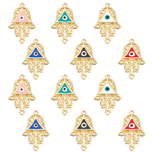 PandaHall 12Pcs 6 Colors Brass Enamel Links Connectors, Hamsa Hand/Hand of Fatima/Hand of Miriam with Evil Eye, Mixed Color, 20.5x13x2mm..., Multicolor
PandaHall 12Pcs 6 Colors Brass Enamel Links Connectors, Hamsa Hand/Hand of Fatima/Hand of Miriam with Evil Eye, Mixed Color, 20.5x13x2mm..., Multicolor
