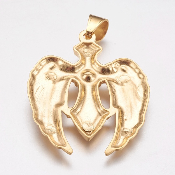 PandaHall 304 Stainless Steel Pendants, Ion Plating (IP), with Rhinestone, Wing with Cross, Golden, 39x49x5mm, Hole: 7x9mm Stainless...
PandaHall 304 Stainless Steel Pendants, Ion Plating (IP), with Rhinestone, Wing with Cross, Golden, 39x49x5mm, Hole: 7x9mm Stainless...
