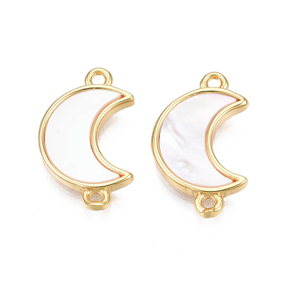 PandaHall Brass Connector Charms, with Natural Shell, Real 18K Gold Plated, Moon, Creamy White, 16.5x10x2mm, Hole: 1.2mm Brass Moon
PandaHall Brass Connector Charms, with Natural Shell, Real 18K Gold Plated, Moon, Creamy White, 16.5x10x2mm, Hole: 1.2mm Brass Moon