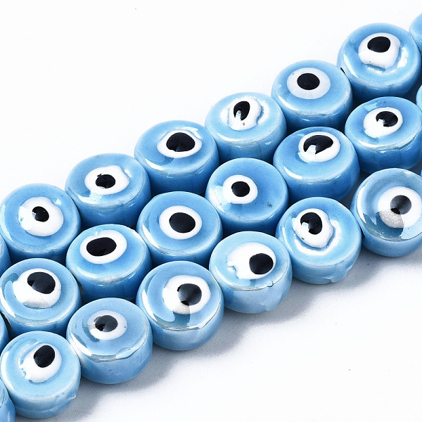 PandaHall Handmade Porcelain Ceramic Beads Strands, Bright Glazed Porcelain, Flat Round with Evil Eye, Dodger Blue, 8x5mm, Hole: 1.5mm...
PandaHall Handmade Porcelain Ceramic Beads Strands, Bright Glazed Porcelain, Flat Round with Evil Eye, Dodger Blue, 8x5mm, Hole: 1.5mm...