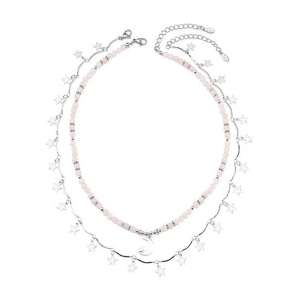 PandaHall 2Pcs 2 Style Alloy Moon & Star Charm Necklaces Set, Natural Pink Opal & Synthetic Hematite Beaded Stackable Necklaces for Women...
PandaHall 2Pcs 2 Style Alloy Moon & Star Charm Necklaces Set, Natural Pink Opal & Synthetic Hematite Beaded Stackable Necklaces for Women...