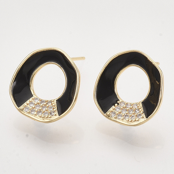 PandaHall Brass Micro Pave Cubic Zirconia Stud Earring Findings, Enamel and Loop, Nickel Free, Real 18K Gold Plated, Ring, Black, 15x14.5mm...
PandaHall Brass Micro Pave Cubic Zirconia Stud Earring Findings, Enamel and Loop, Nickel Free, Real 18K Gold Plated, Ring, Black, 15x14.5mm...