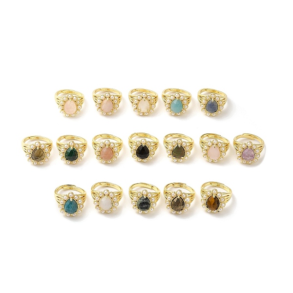 PandaHall Natural Mixed Gemstone Teardrop Adjustable Ring with Plastic Pearl Beaded, Real 14K Gold Plated Brass Jewelry, Inner Diameter...
PandaHall Natural Mixed Gemstone Teardrop Adjustable Ring with Plastic Pearl Beaded, Real 14K Gold Plated Brass Jewelry, Inner Diameter...
