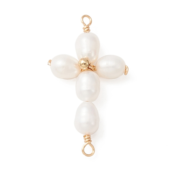 PandaHall Grade AA Natural Cultured Freshwater Pearl Copper Wire Wrapped Connector Charms, Cross Links, Golden, 34.5x19x6.5mm, Hole: 1.6mm...
PandaHall Grade AA Natural Cultured Freshwater Pearl Copper Wire Wrapped Connector Charms, Cross Links, Golden, 34.5x19x6.5mm, Hole: 1.6mm...