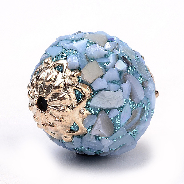PandaHall Handmade Indonesia Beads, with Alloy Findings and Shell, Round, Rose Gold, Light Sky Blue, 19x19mm, Hole: 1.5mm Polymer Clay Round
PandaHall Handmade Indonesia Beads, with Alloy Findings and Shell, Round, Rose Gold, Light Sky Blue, 19x19mm, Hole: 1.5mm Polymer Clay Round
