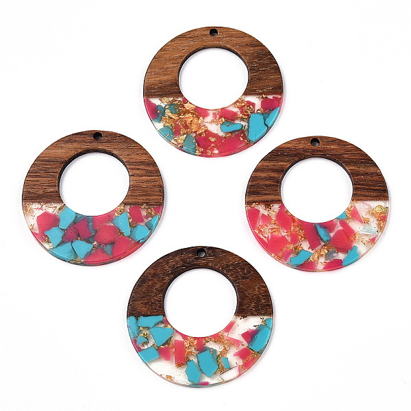 PandaHall Transparent Resin & Walnut Wood Pendants, with Gold Foil, Donut Charms, Camellia, 38x3mm, Hole: 2mm Resin+Wood Donut Pink
PandaHall Transparent Resin & Walnut Wood Pendants, with Gold Foil, Donut Charms, Camellia, 38x3mm, Hole: 2mm Resin+Wood Donut Pink