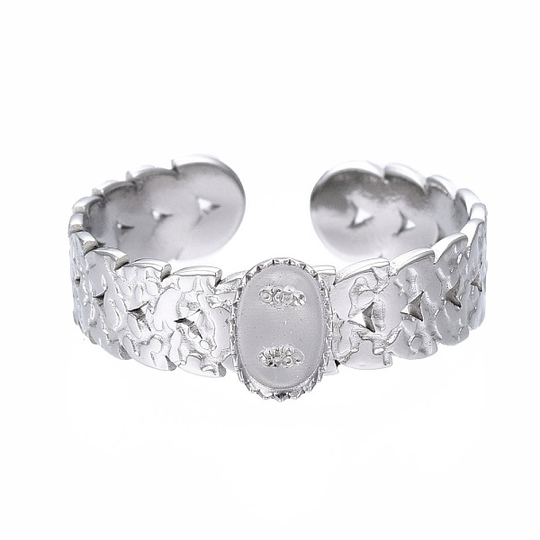 PandaHall 304 Stainless Steel Open Cuff Finger Ring Cabochon Settings, Oval, Stainless Steel Color, US Size 7 3/4(17.9mm), Tray: 3.9x5.9mm...
PandaHall 304 Stainless Steel Open Cuff Finger Ring Cabochon Settings, Oval, Stainless Steel Color, US Size 7 3/4(17.9mm), Tray: 3.9x5.9mm...
