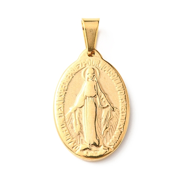 PandaHall 304 Stainless Steel Pendants, Oval with Virgin Mary, Golden, 25x16x3mm, Hole: 3.5x7mm 304 Stainless Steel Oval
PandaHall 304 Stainless Steel Pendants, Oval with Virgin Mary, Golden, 25x16x3mm, Hole: 3.5x7mm 304 Stainless Steel Oval