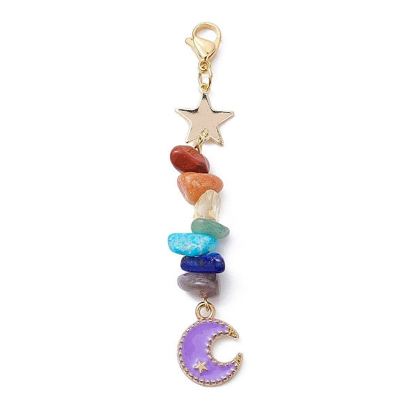 PandaHall Moon Alloy Enamel Pendant Decorations, with Chakra Gemstone Chips & Brass Star Link and 304 Stainless Steel Lobster Claw Clasps...
PandaHall Moon Alloy Enamel Pendant Decorations, with Chakra Gemstone Chips & Brass Star Link and 304 Stainless Steel Lobster Claw Clasps...