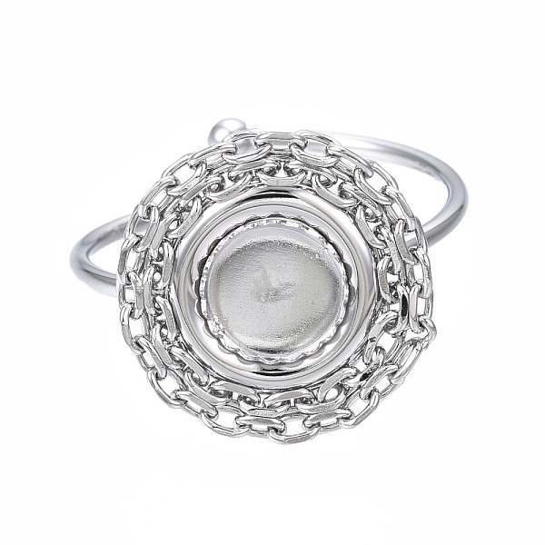PandaHall 304 Stainless Steel Open Cuff Finger Ring Cabochon Settings, Flat Round, Stainless Steel Color, US Size 7 3/4(17.9mm), Tray: 6mm...
PandaHall 304 Stainless Steel Open Cuff Finger Ring Cabochon Settings, Flat Round, Stainless Steel Color, US Size 7 3/4(17.9mm), Tray: 6mm...