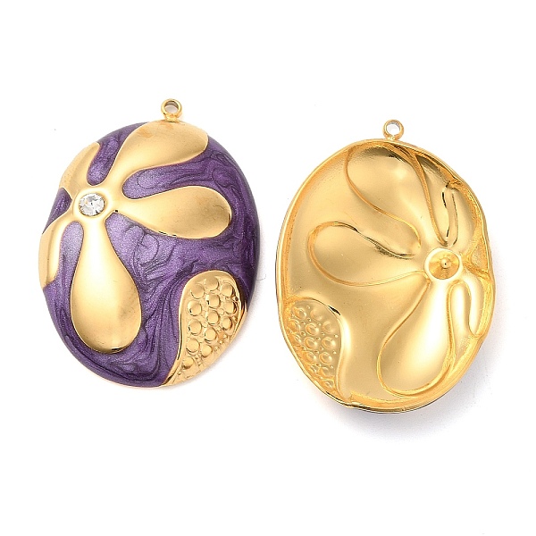 PandaHall Enamel Pendants, with 304 Stainless Steel Rhinestone Finding, Real 18K Gold Plated, Oval with Flower Charm, Purple, 34x23.5x5.3mm...
PandaHall Enamel Pendants, with 304 Stainless Steel Rhinestone Finding, Real 18K Gold Plated, Oval with Flower Charm, Purple, 34x23.5x5.3mm...