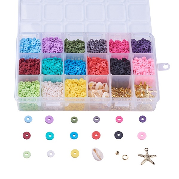 PandaHall Handmade Polymer Clay Beads, Disc/Flat Round, Heishi Beads, Mixed Color, 4~5x1mm, Hole: 1mm, about 380~400pcs/compartment..., Multicolor
PandaHall Handmade Polymer Clay Beads, Disc/Flat Round, Heishi Beads, Mixed Color, 4~5x1mm, Hole: 1mm, about 380~400pcs/compartment..., Multicolor
