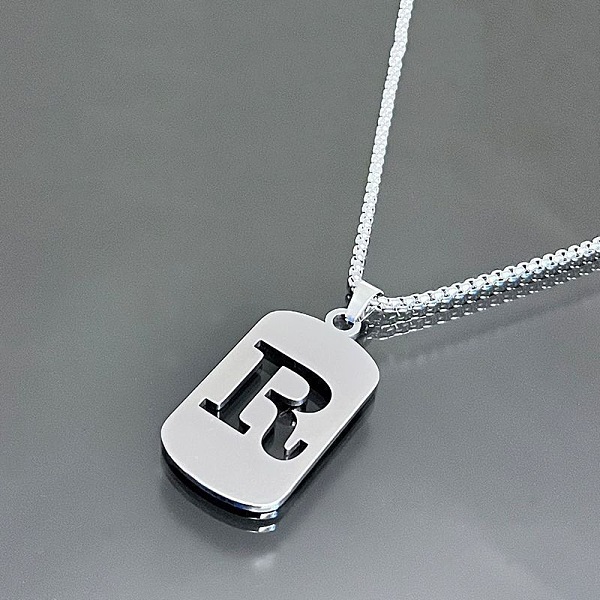 PandaHall Titanium Steel Box Chain Necklaces, Rectangle with Letter R Pendant Necklaces Stainless Steel Letter R
PandaHall Titanium Steel Box Chain Necklaces, Rectangle with Letter R Pendant Necklaces Stainless Steel Letter R
