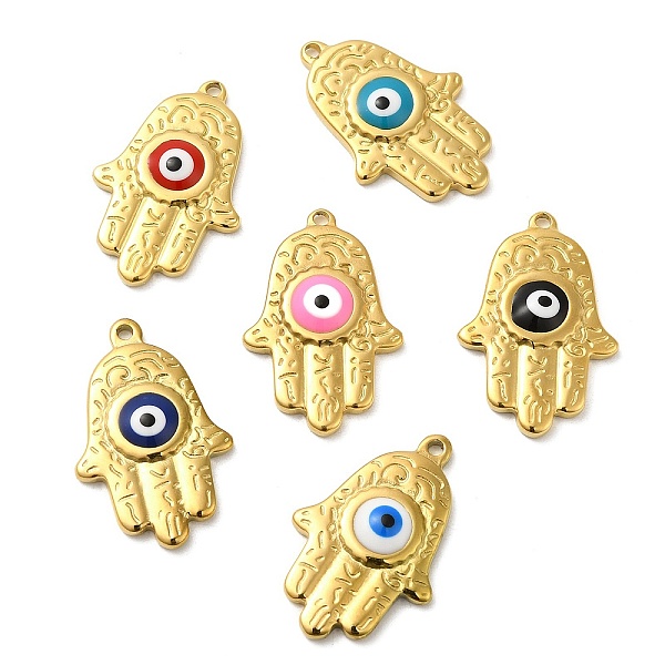 PandaHall 304 Stainless Steel Enamel Pendants, Real 18K Gold Plated, Hamsa Hand with Evil Eye Charm, Mixed Color, 29x19x4.5mm, Hole: 1.8mm..., Multicolor
PandaHall 304 Stainless Steel Enamel Pendants, Real 18K Gold Plated, Hamsa Hand with Evil Eye Charm, Mixed Color, 29x19x4.5mm, Hole: 1.8mm..., Multicolor