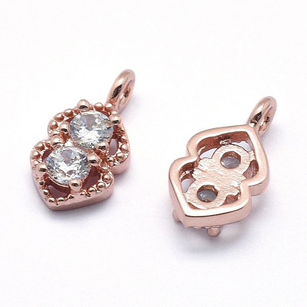 PandaHall Brass Charms, with Cubic Zirconia, Cadmium Free & Nickel Free & Lead Free, Double Heart, Clear, Real Rose Gold Plated...
PandaHall Brass Charms, with Cubic Zirconia, Cadmium Free & Nickel Free & Lead Free, Double Heart, Clear, Real Rose Gold Plated...
