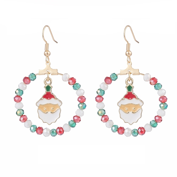 PandaHall Glass Beaded Big Ring with Christmas Santa Claus Alloy Dangle Earrings, 304 Stainless Steel Drop Earrings for Women, Colorful...
PandaHall Glass Beaded Big Ring with Christmas Santa Claus Alloy Dangle Earrings, 304 Stainless Steel Drop Earrings for Women, Colorful...