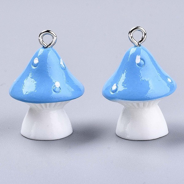 PandaHall Opaque Resin Pendants, with Platinum Tone Iron Loops, Mushroom with Polka Dots, Light Sky Blue, 23~24x17mm, Hole: 2mm Iron+Resin...
PandaHall Opaque Resin Pendants, with Platinum Tone Iron Loops, Mushroom with Polka Dots, Light Sky Blue, 23~24x17mm, Hole: 2mm Iron+Resin...
