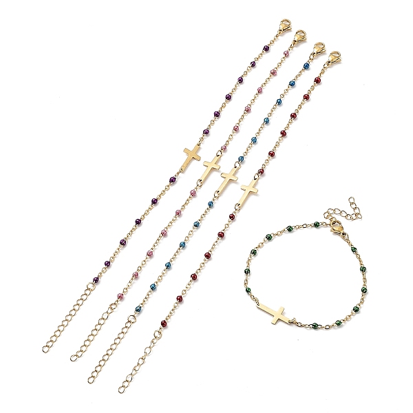 PandaHall Ion Plating(IP) 304 Stainless Steel with Enamal Chain Bracelets, Mixed Color, 7-1/4 inch(18.5cm) 304 Stainless Steel Multicolor
PandaHall Ion Plating(IP) 304 Stainless Steel with Enamal Chain Bracelets, Mixed Color, 7-1/4 inch(18.5cm) 304 Stainless Steel Multicolor