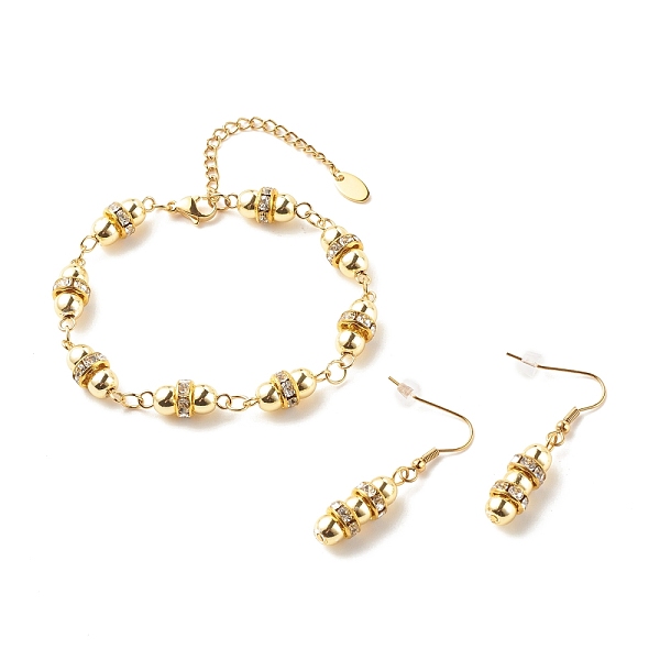 PandaHall Synthetic Hematite Beaded Jewelry Set, Brass Rhinestone Link Chain Bracelet and Dangle Earrings for Women, Golden, 7-3/8 inch..., Clear
PandaHall Synthetic Hematite Beaded Jewelry Set, Brass Rhinestone Link Chain Bracelet and Dangle Earrings for Women, Golden, 7-3/8 inch..., Clear
