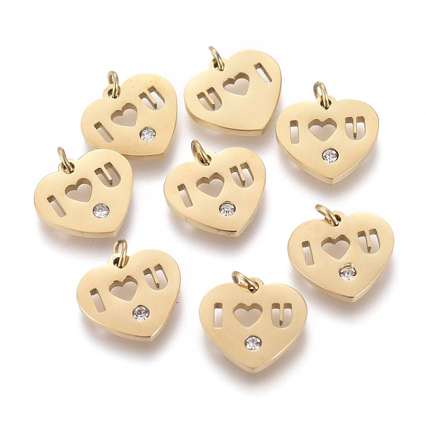 PandaHall 316 Surgical Stainless Steel Charms, with Jump Rings and Crystal Rhinestone, Heart, Golden, 9x10x1mm, Hole: 1.4mm Stainless..., Clear
PandaHall 316 Surgical Stainless Steel Charms, with Jump Rings and Crystal Rhinestone, Heart, Golden, 9x10x1mm, Hole: 1.4mm Stainless..., Clear