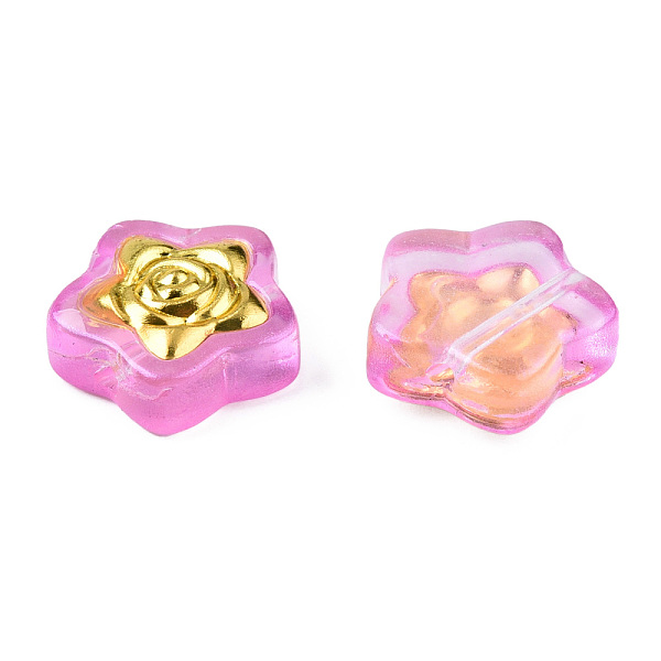 PandaHall Transparent Spray Painted Glass Beads, with Glitter Powder and Golden Plated Brass Findings, Star with Flower, Hot Pink...
PandaHall Transparent Spray Painted Glass Beads, with Glitter Powder and Golden Plated Brass Findings, Star with Flower, Hot Pink...