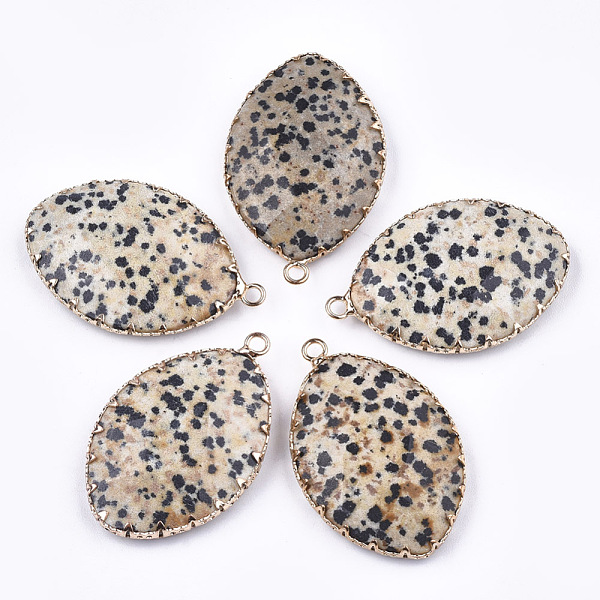 PandaHall Natural Dalmatian Jasper Pendants, with Brass Findings, Faceted, Horse Eye, Golden, 39~40x25~26x6~7mm, Hole: 2mm Dalmatian Jasper...
PandaHall Natural Dalmatian Jasper Pendants, with Brass Findings, Faceted, Horse Eye, Golden, 39~40x25~26x6~7mm, Hole: 2mm Dalmatian Jasper...