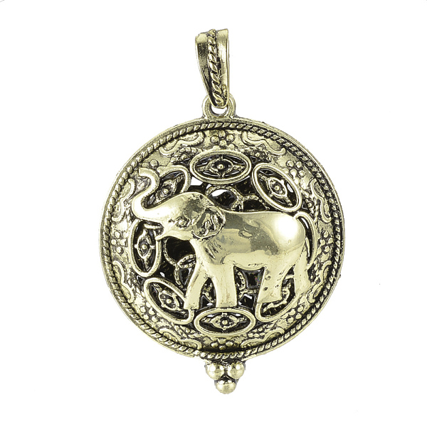 PandaHall Alloy Diffuser Locket Pendants, with Magnetic, Flat Round with Elephant, Antique Bronze, 43x35x18mm, Hole: 7x4mm Alloy Flat Round
PandaHall Alloy Diffuser Locket Pendants, with Magnetic, Flat Round with Elephant, Antique Bronze, 43x35x18mm, Hole: 7x4mm Alloy Flat Round