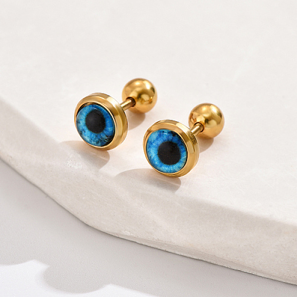 PandaHall Real 18K Gold Plated 304 Stainless Steel Flat Round Stud Earrings, with Plastic, Dodger Blue, 8mm Resin Flat Round
PandaHall Real 18K Gold Plated 304 Stainless Steel Flat Round Stud Earrings, with Plastic, Dodger Blue, 8mm Resin Flat Round
