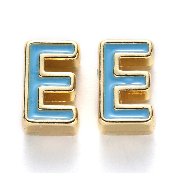 PandaHall Rack Plating Alloy Enamel Beads, Cadmium Free & Nickel Free & Lead Free, Light Gold, Sky Blue, Letter.E, E: 10x6x4.5mm, Hole...
PandaHall Rack Plating Alloy Enamel Beads, Cadmium Free & Nickel Free & Lead Free, Light Gold, Sky Blue, Letter.E, E: 10x6x4.5mm, Hole...