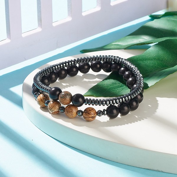 PandaHall 2Pcs 2 Style Natural Wood & Picture Jasper & Synthetic Hematite Beaded Stretch Bracelets Set, Gemstone Jewelry for Women, Inner...
PandaHall 2Pcs 2 Style Natural Wood & Picture Jasper & Synthetic Hematite Beaded Stretch Bracelets Set, Gemstone Jewelry for Women, Inner...