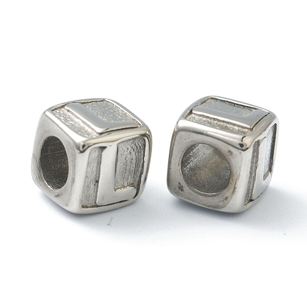 PandaHall 304 Stainless Steel European Beads, Large Hole Beads, Horizontal Hole, Cube with Letter, Stainless Steel Color, Letter.L, 8x8x8mm...
PandaHall 304 Stainless Steel European Beads, Large Hole Beads, Horizontal Hole, Cube with Letter, Stainless Steel Color, Letter.L, 8x8x8mm...